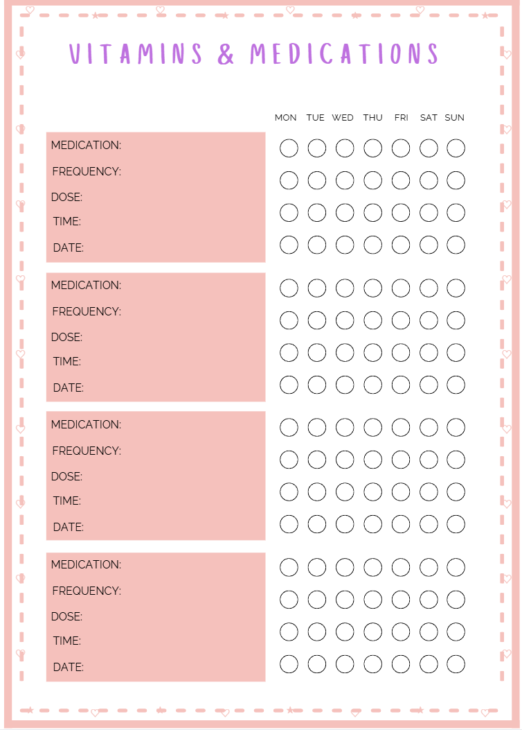 My Health Adventure; Cute Medical Planner for Girls. Printable Kids Health Tracker & Medication log (29 pages)