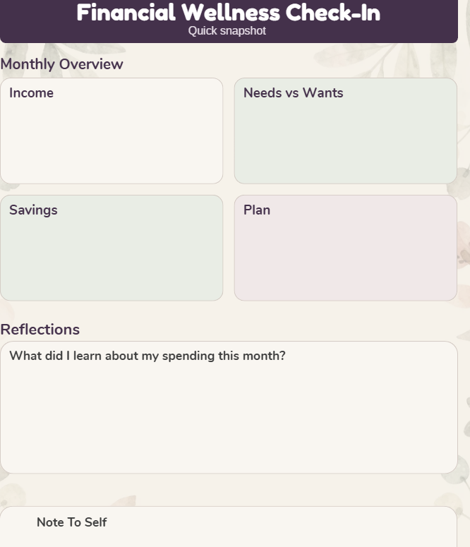 Aesthetic Financial Wellness & Budget Planner