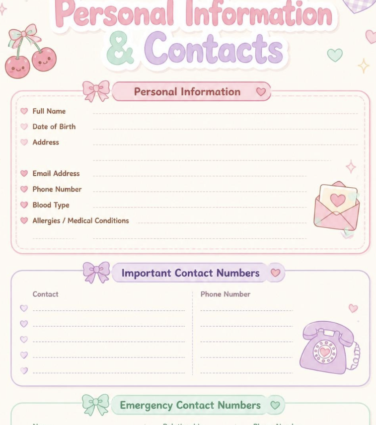 Kawaii Weekly Planner/ Digital and Printable Planner