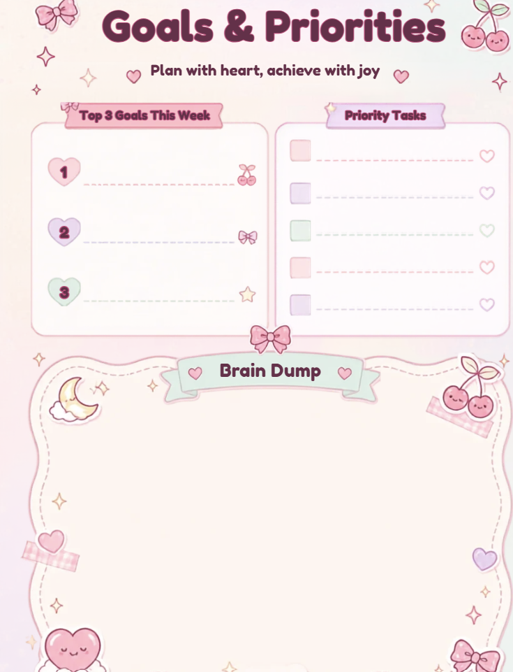 Kawaii Weekly Planner/ Digital and Printable Planner