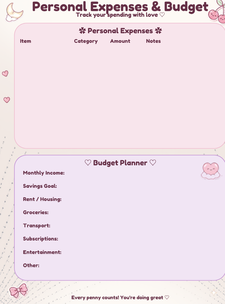 Kawaii Weekly Planner/ Digital and Printable Planner