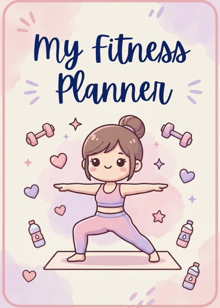 Cute Fitness Planner 39 pages; Printable & Digital Journal