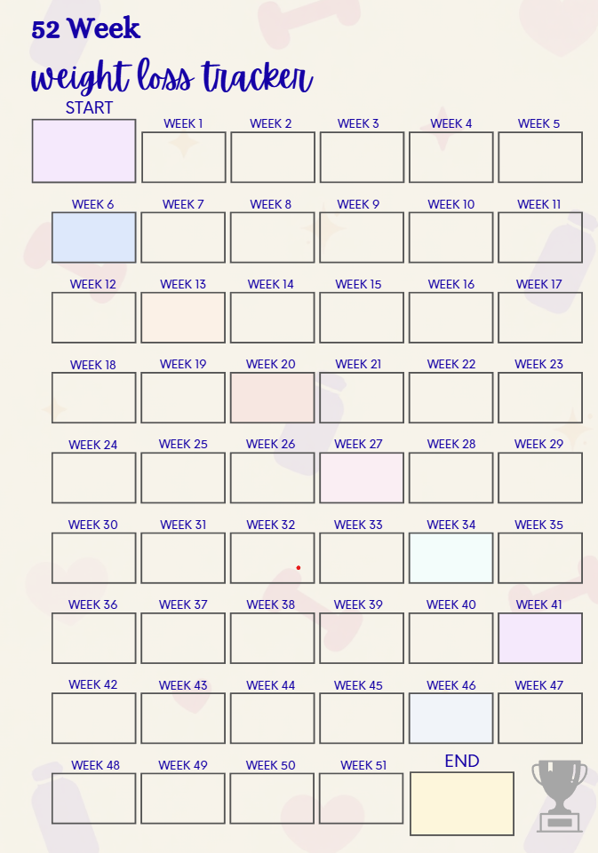 Cute Fitness Planner 39 pages; Printable & Digital Journal